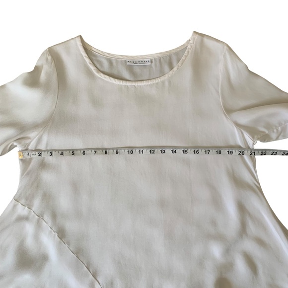 Bryn Walker White 3/4 Sleeve Lagenlook Tunic Top Relaxed Fit Asymmetrical Hem - Picture 4 of 11